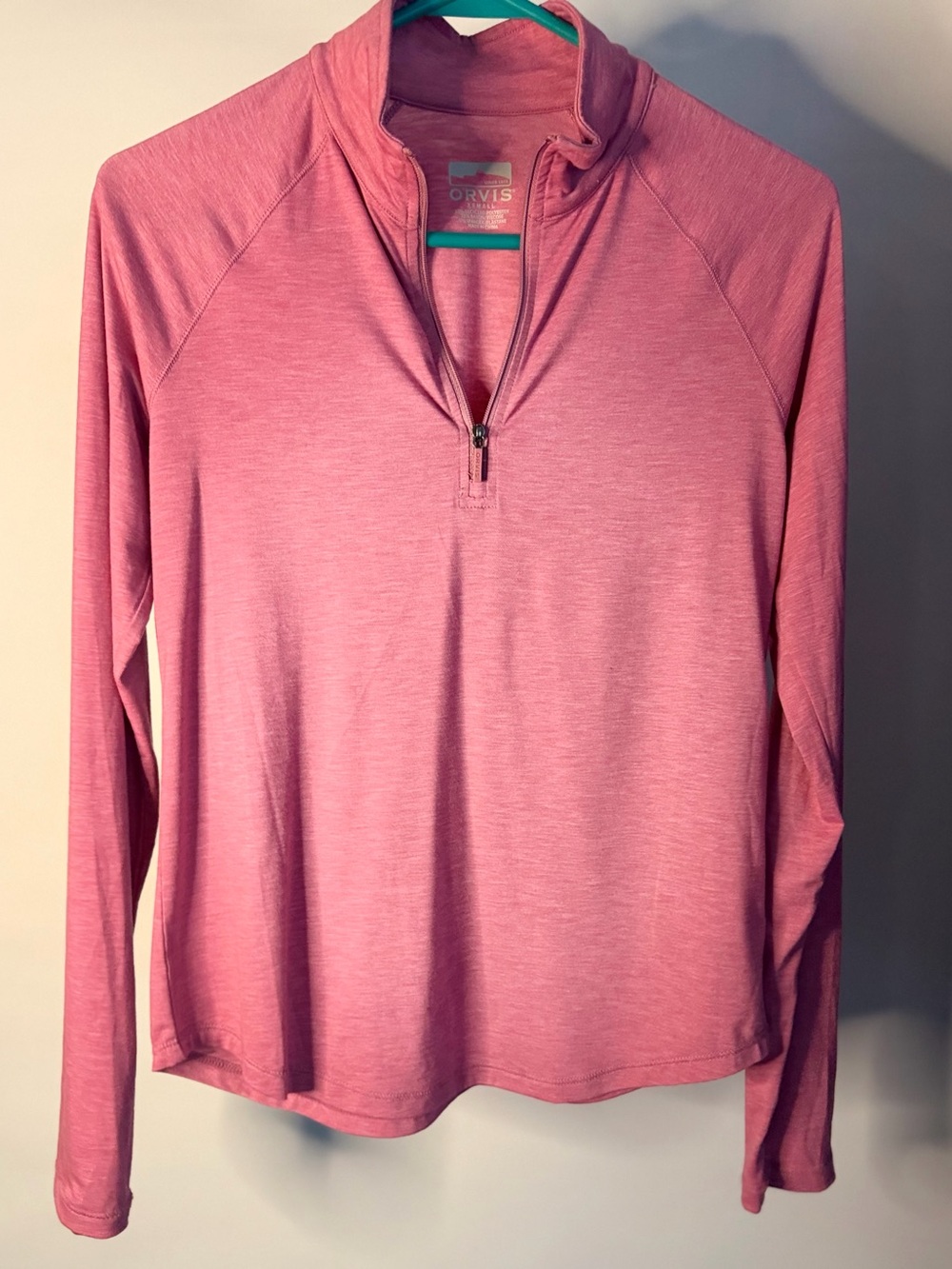 Orvis Women's Heathered Pink Long-Sleeve Quarter Zip Pullover